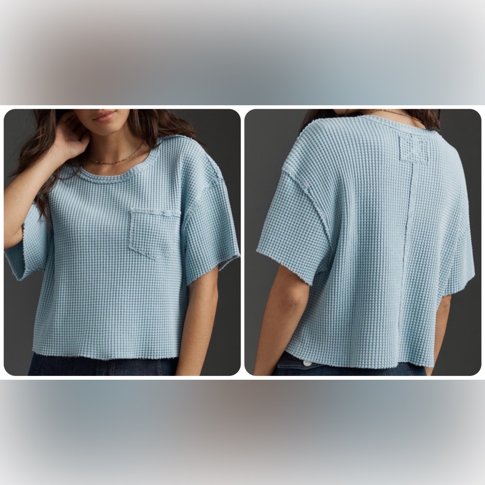NWOT Anthropologie Pilcro Short-Sleeve Waffle Tee - Sky Blue